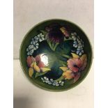 William Moorcroft Orchid bowl 20cm x 9cm hairline