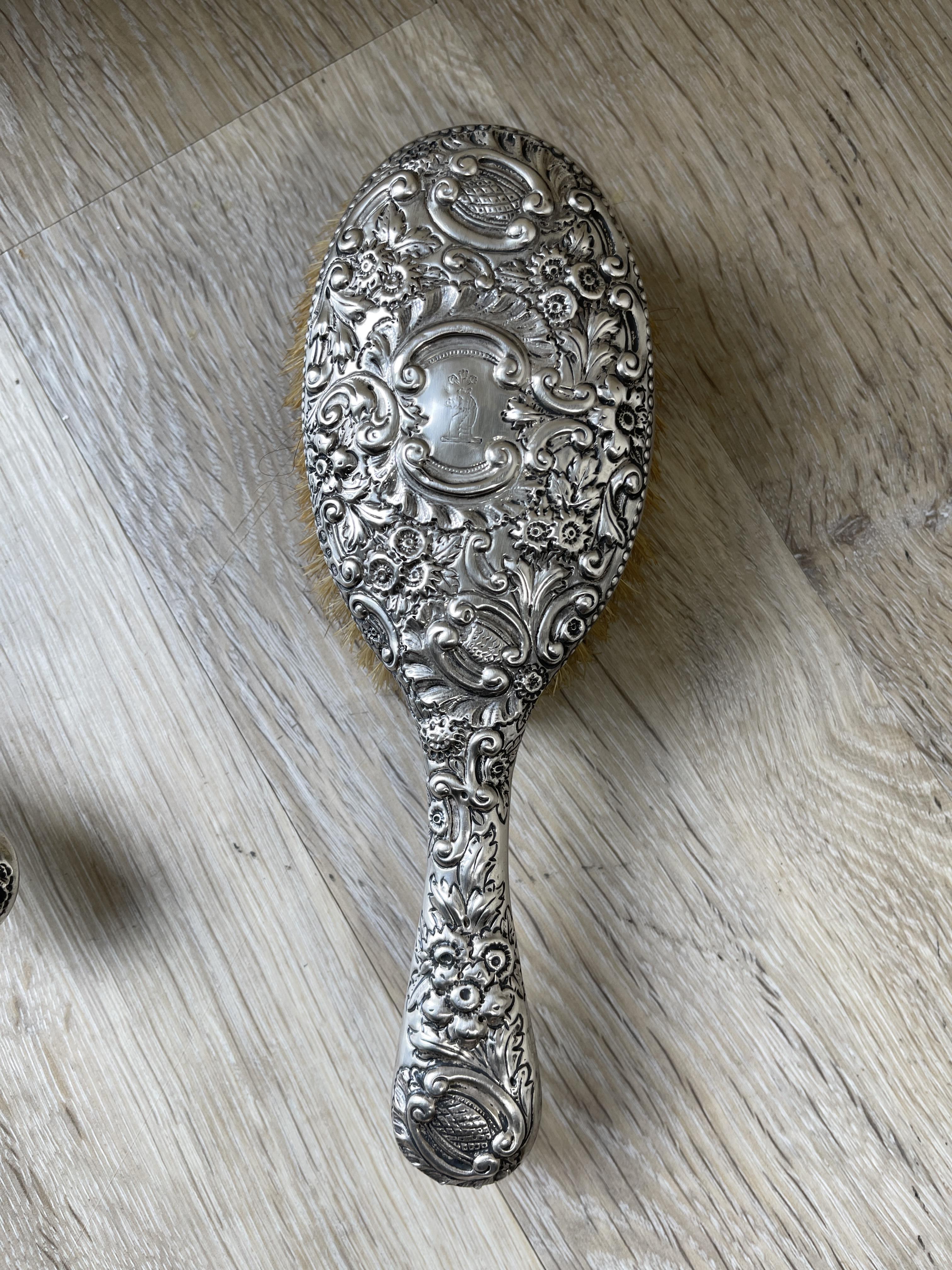 Five piece HM Silver Brush and Mirror set. - Image 7 of 16