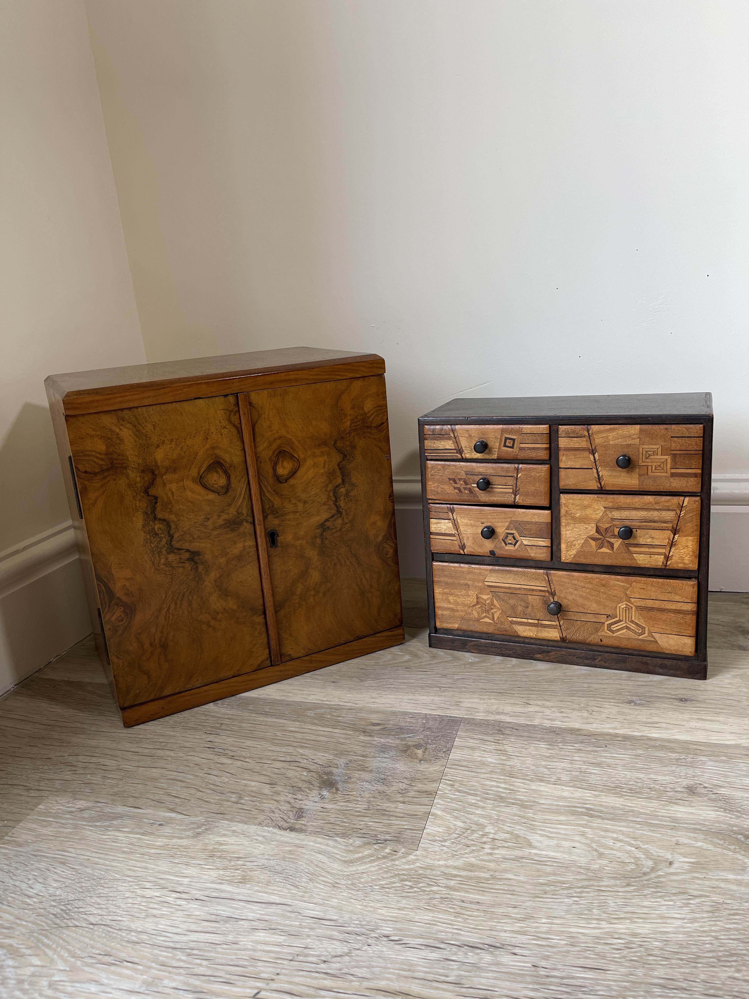 Chinese six drawer miniature cabinet. with parquet