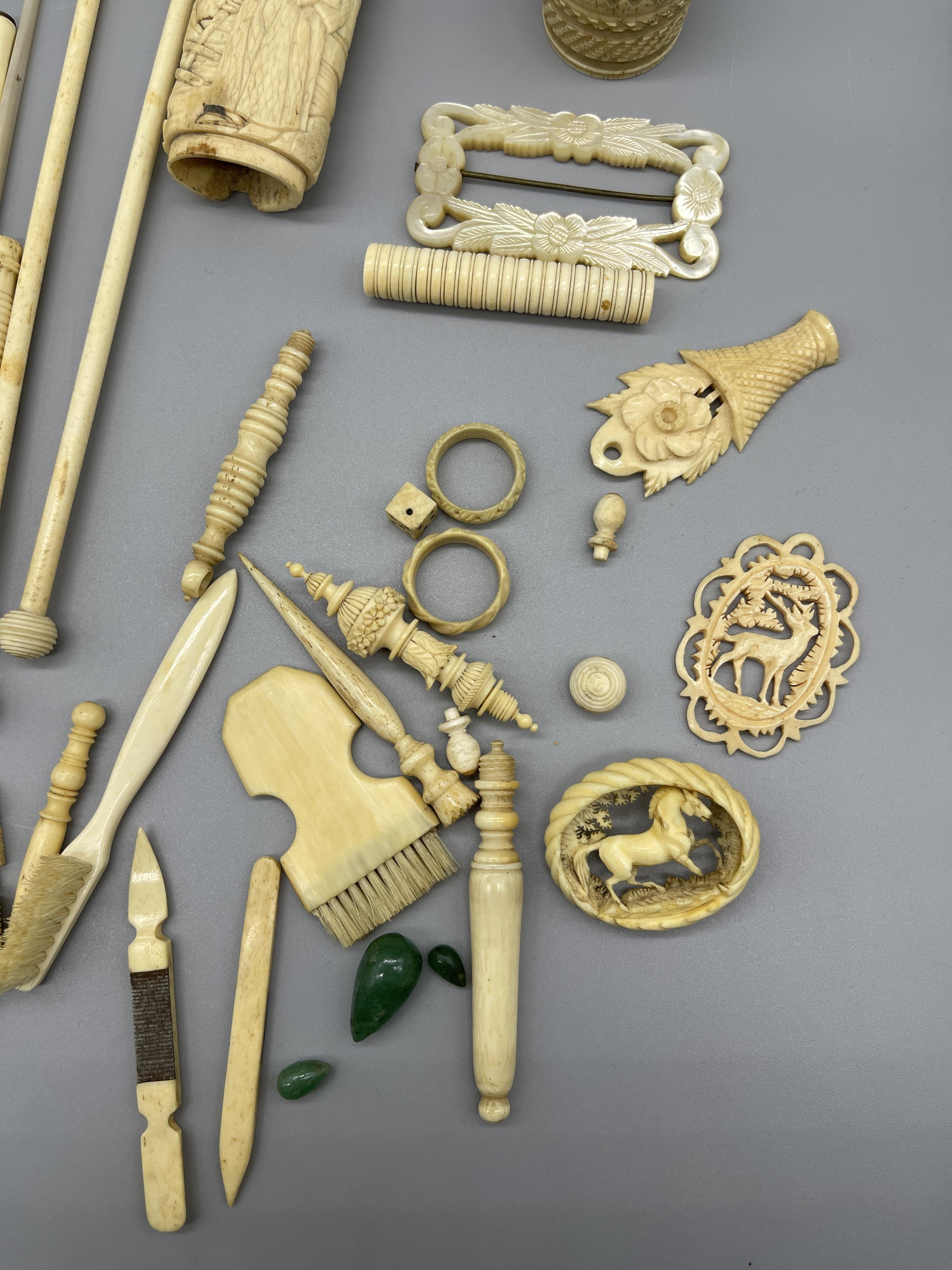 Bone dip pens, Joan of Arc stanhope and bone items - Image 2 of 5