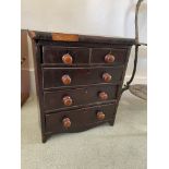 Miniature mahogany two over three chest 45cm x 18c