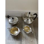 W.C. Ltd Victorian four piece silver tea set.