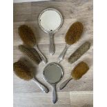 Mixed Eight HM Silver Brush/Mirror sets.