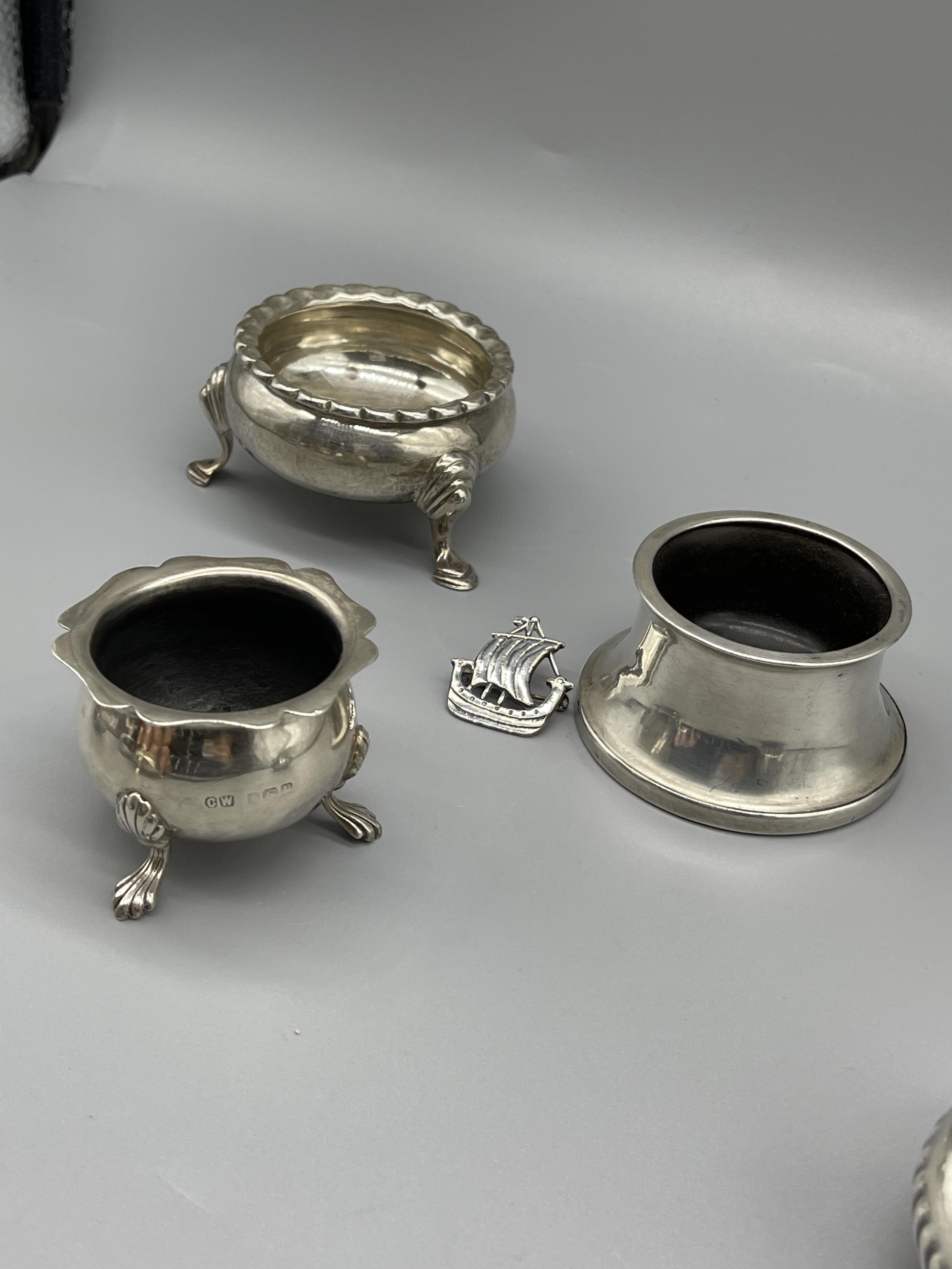 Qty hm silver salts and napkin rings.280 G - Image 7 of 7