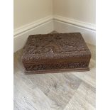 Carved wooden indian Jewellery box, intricate flor
