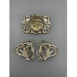 HM Silver Art Nouveau belt buckle, and an EPNS buc