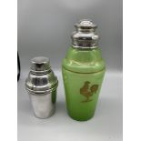 H & H vintage chrome topped glass cocktail shaker