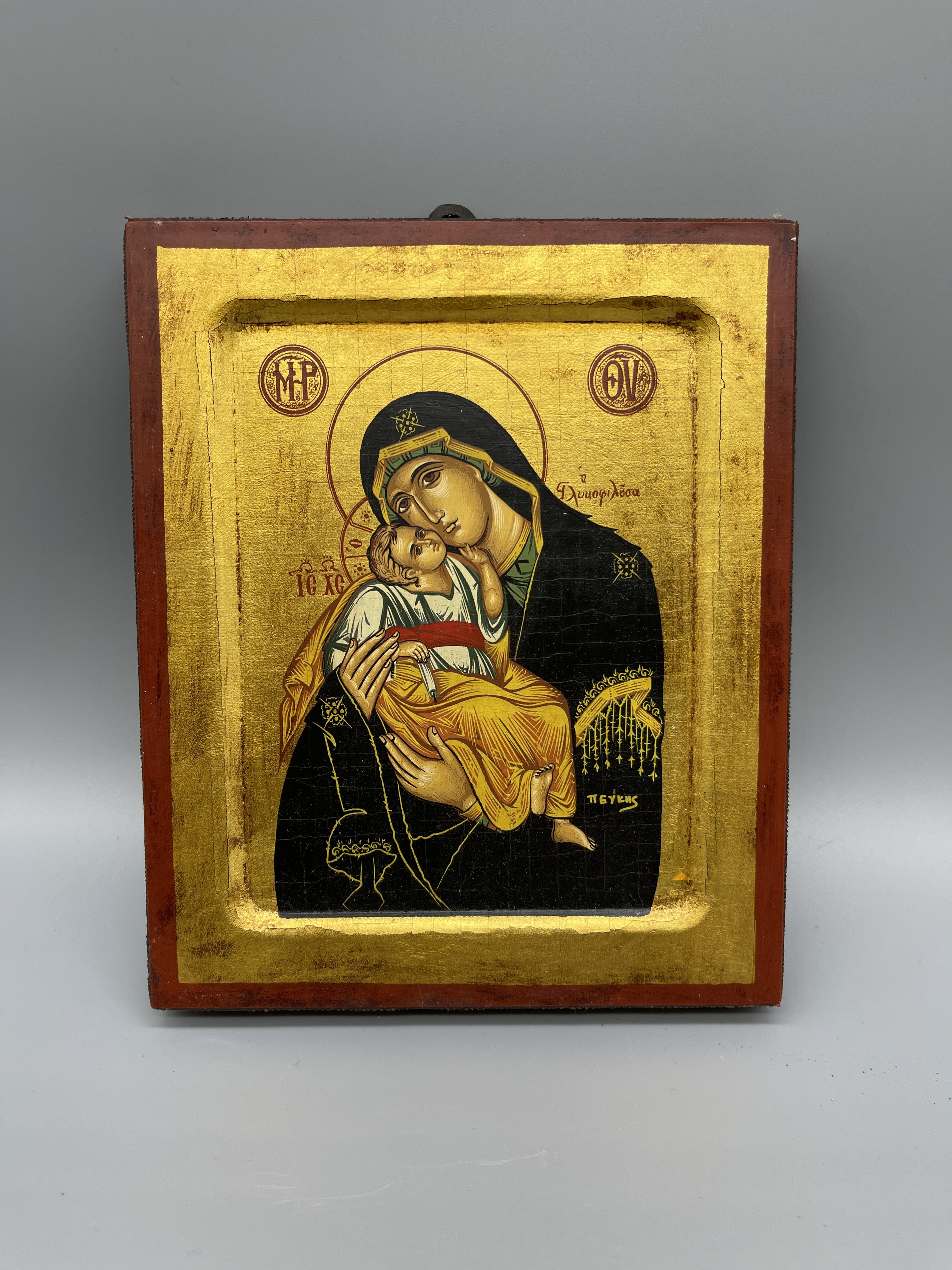 two small greek handpainted and gilded icons appro - Image 2 of 5