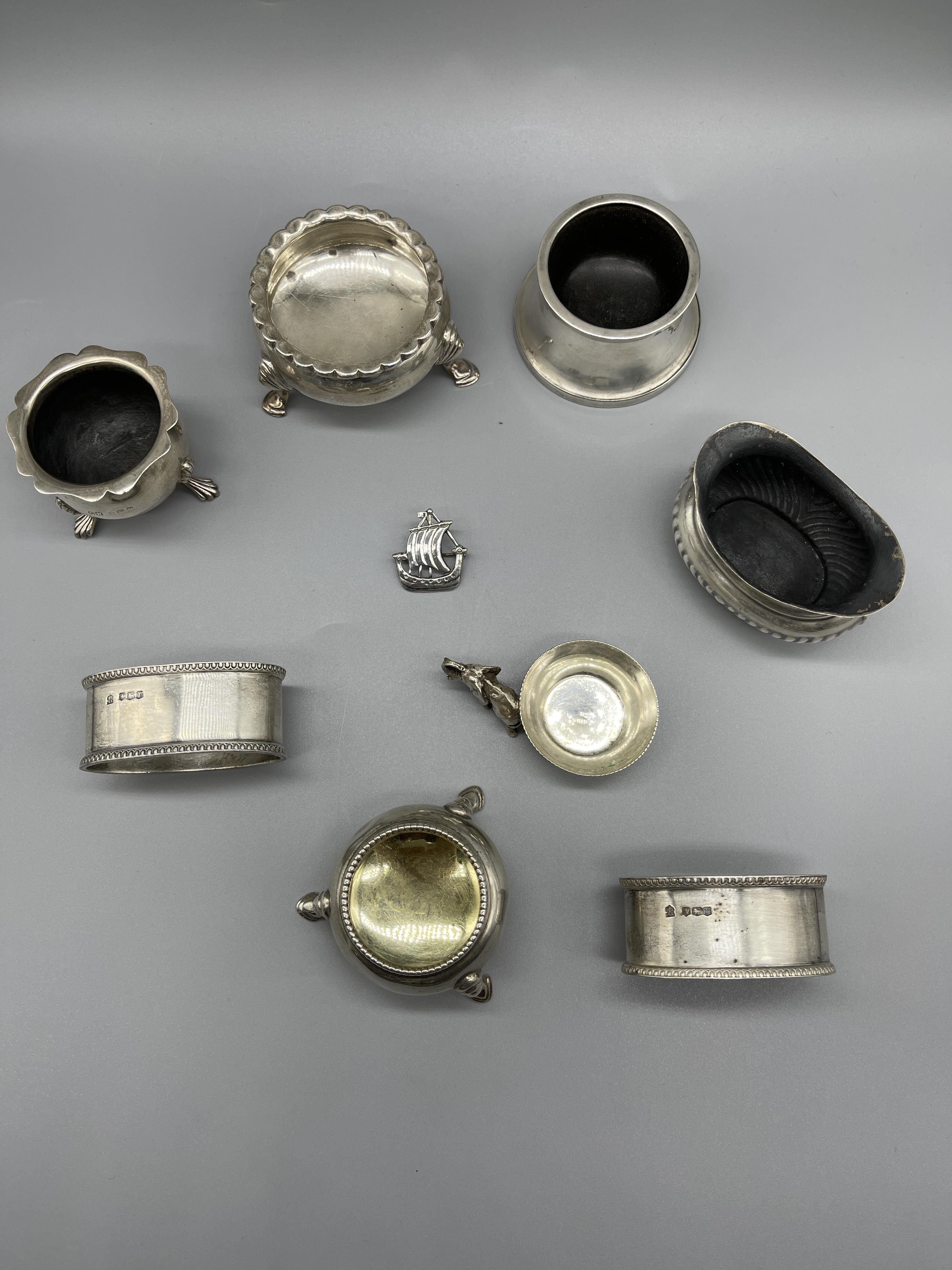 Qty hm silver salts and napkin rings.280 G - Image 2 of 7