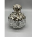 Ornate HM Silver topped perfume bottle.