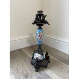 19th c French Candelabra base bronze and ceramic,