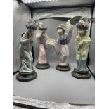 Four Lladro Geisha Figurines.