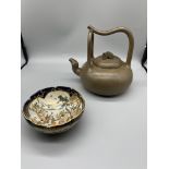 Japanese gilded bowl and Yixing tea pot (Teapot ha