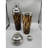 Pair of Tortoiseshell glass cocktail shakers C1950