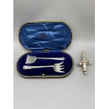 Cased HM Silver Pushing set and HM Silver Rattle.5
