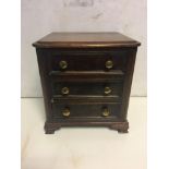 19th c Miniature chest of three drawers 29cm x 23c