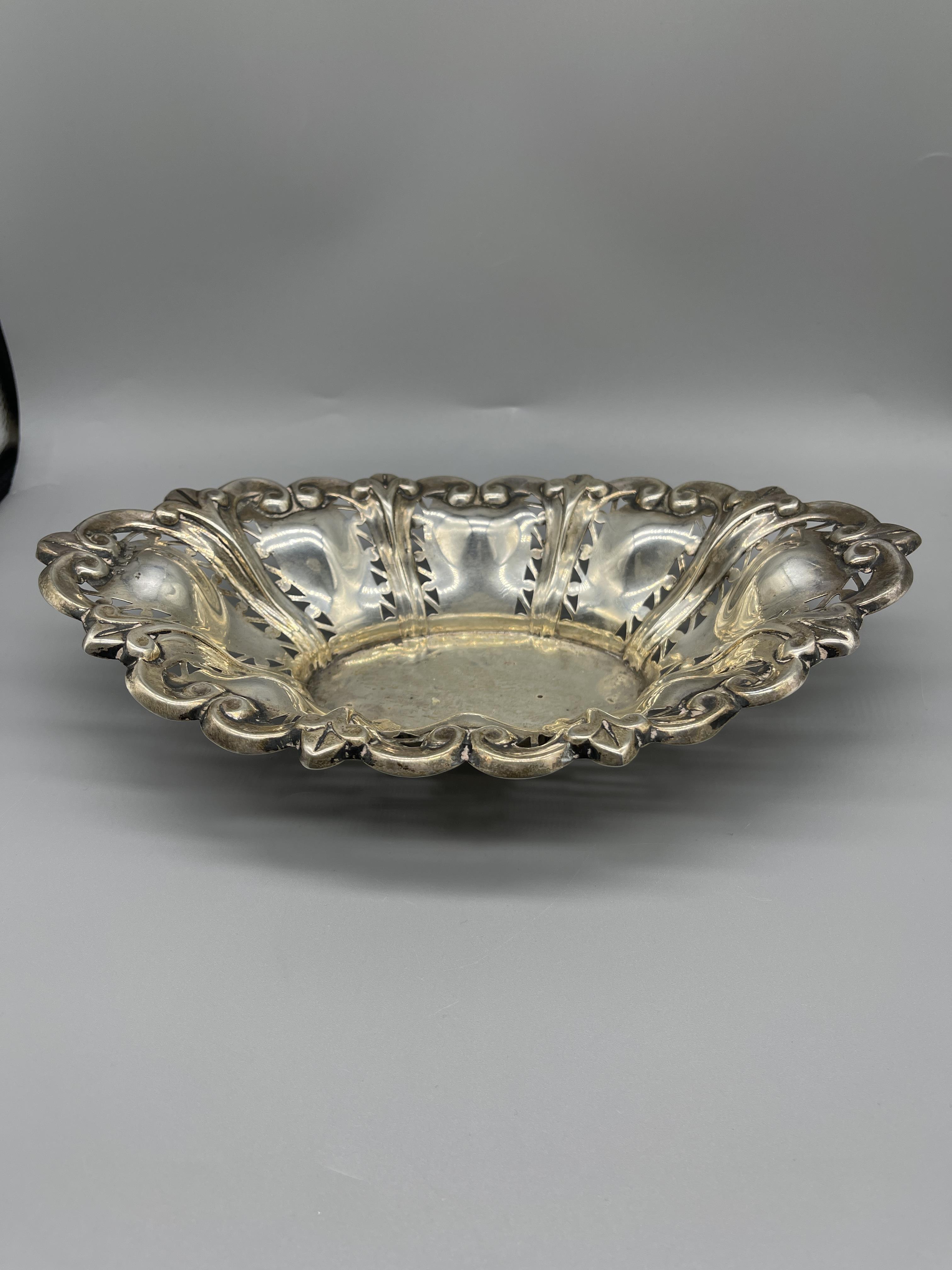 HM Silver Bon-Bon dish Birmingham 1906 makers mark