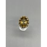 9ct pearl and citrine dress ring.