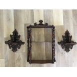 Ornate 19th c bobbin turned wall hanging shelf and