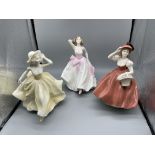 Coalport figurines "Young Love", "Flora" and "Lind