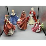 Five Royal Doulton ladies, Nina hn2347, Lydia hn19