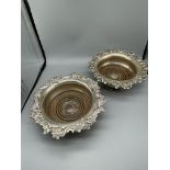 Pair EPNS Wine Coasters 19cm width.