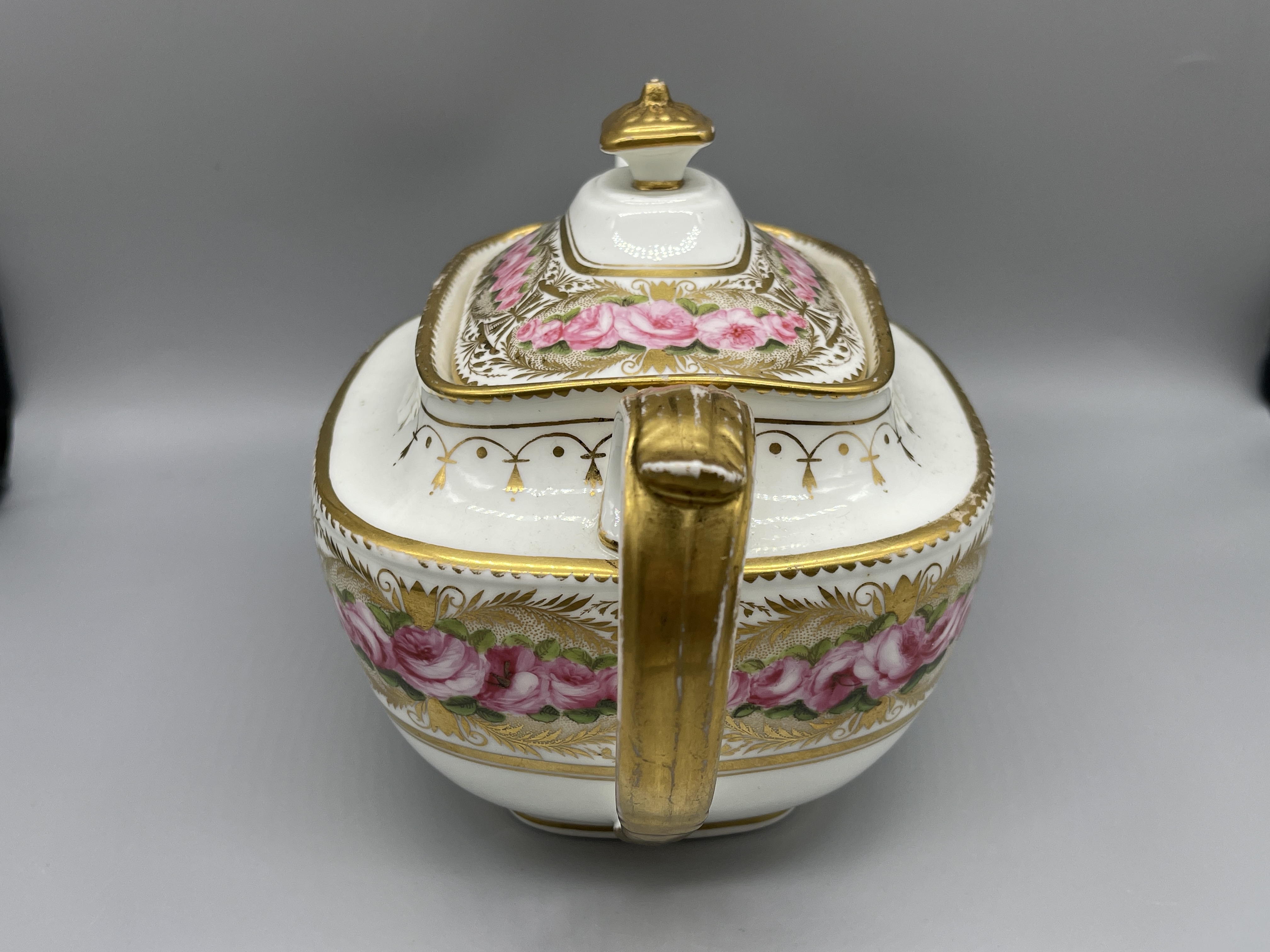 19th C H & R Daniels floral and gilt tea pot - Image 4 of 8