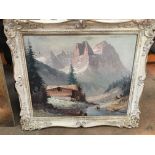 A Melzer oil on canvas of Wetterstein mountain, si