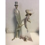 Lladro figurine couple with umbrella A/F 51cm H