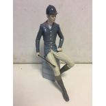 Lladro seated horse rider and whip 26 cm H
