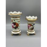19th C, H & R Daniels large spill vases, hand deco