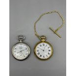 Turkish train pocket watch and one other.