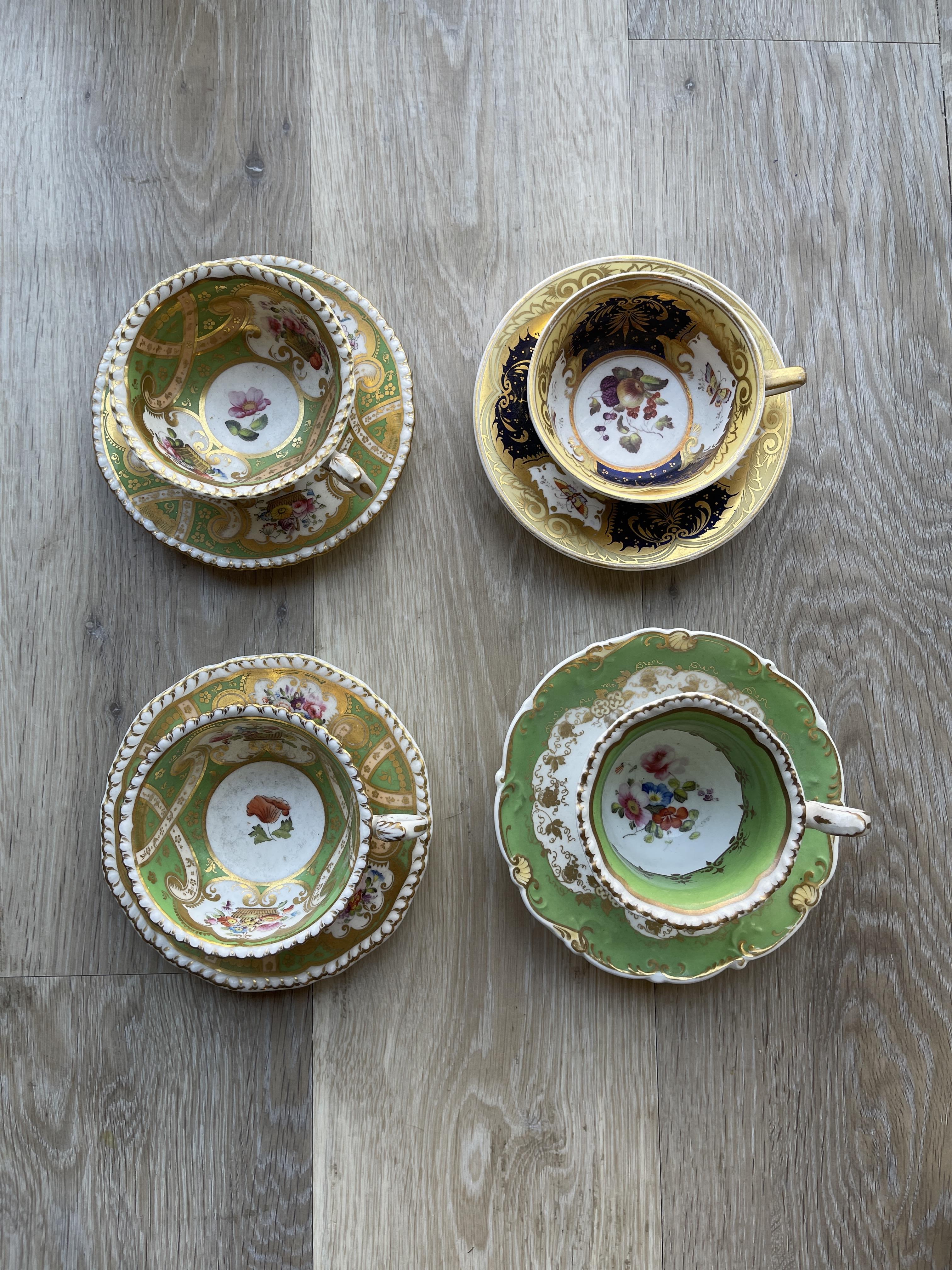 Four early 19th c cabinet cups and saucers.