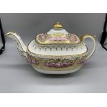 19th C H & R Daniels floral and gilt tea pot