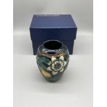 Boxed Modern Moorcroft small vase Passion flower d