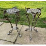 Pair brass ornate jardiniere stands.