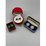 3 Pairs of Cufflinks to include Wedgewood Style Sc