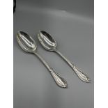 Pair of Victorian serving spoons, London 1865 by G