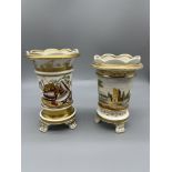 19th c restored H & R Daniels spill vases. 13cm an