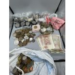 Tin of World and GB coins to inc pre 47 silver an