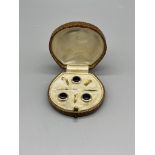 Vulcanite Vesta&Gold Plated Cased Button Set