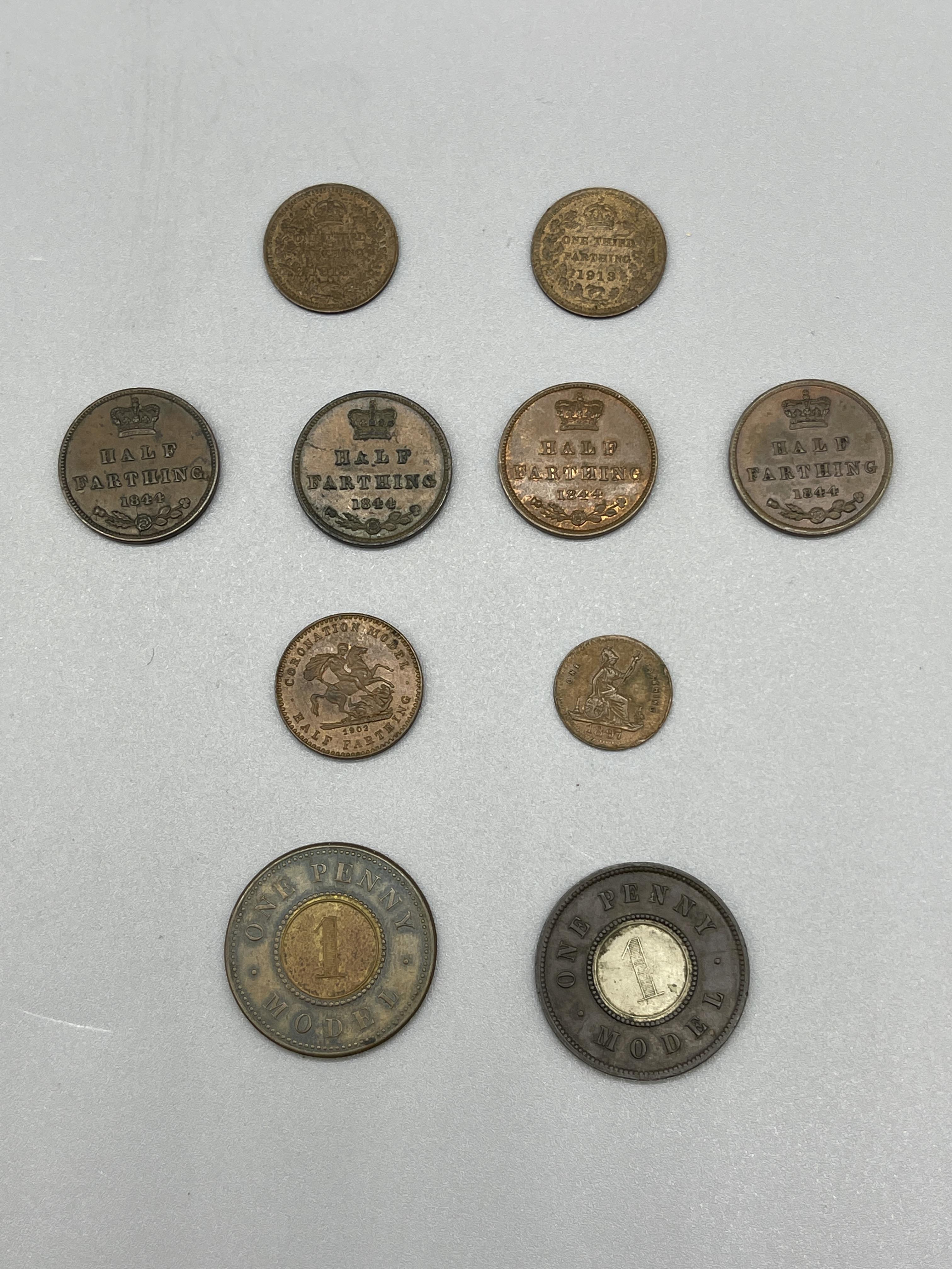High grade Half and third farthings and model coin