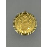 1915 4 Ducat coin in gold mount, 14ct 17.82 grams
