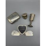 HM Silver kiddish cup, Cigarette case, Heart pill