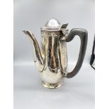 Early 19th c white metal side handled teapot, make