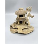 19th C Bone carved house diorama