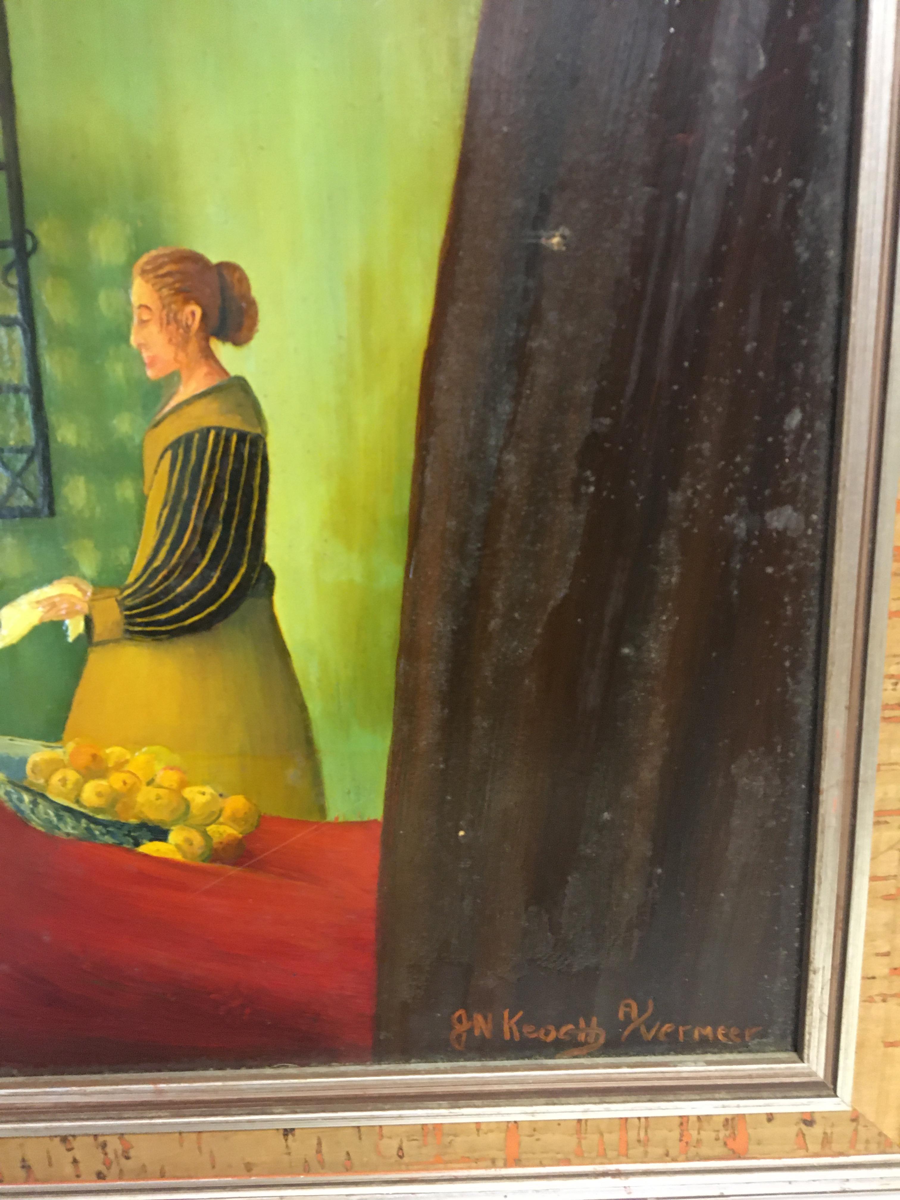 Oil on board painting after Vermeer - Image 2 of 3