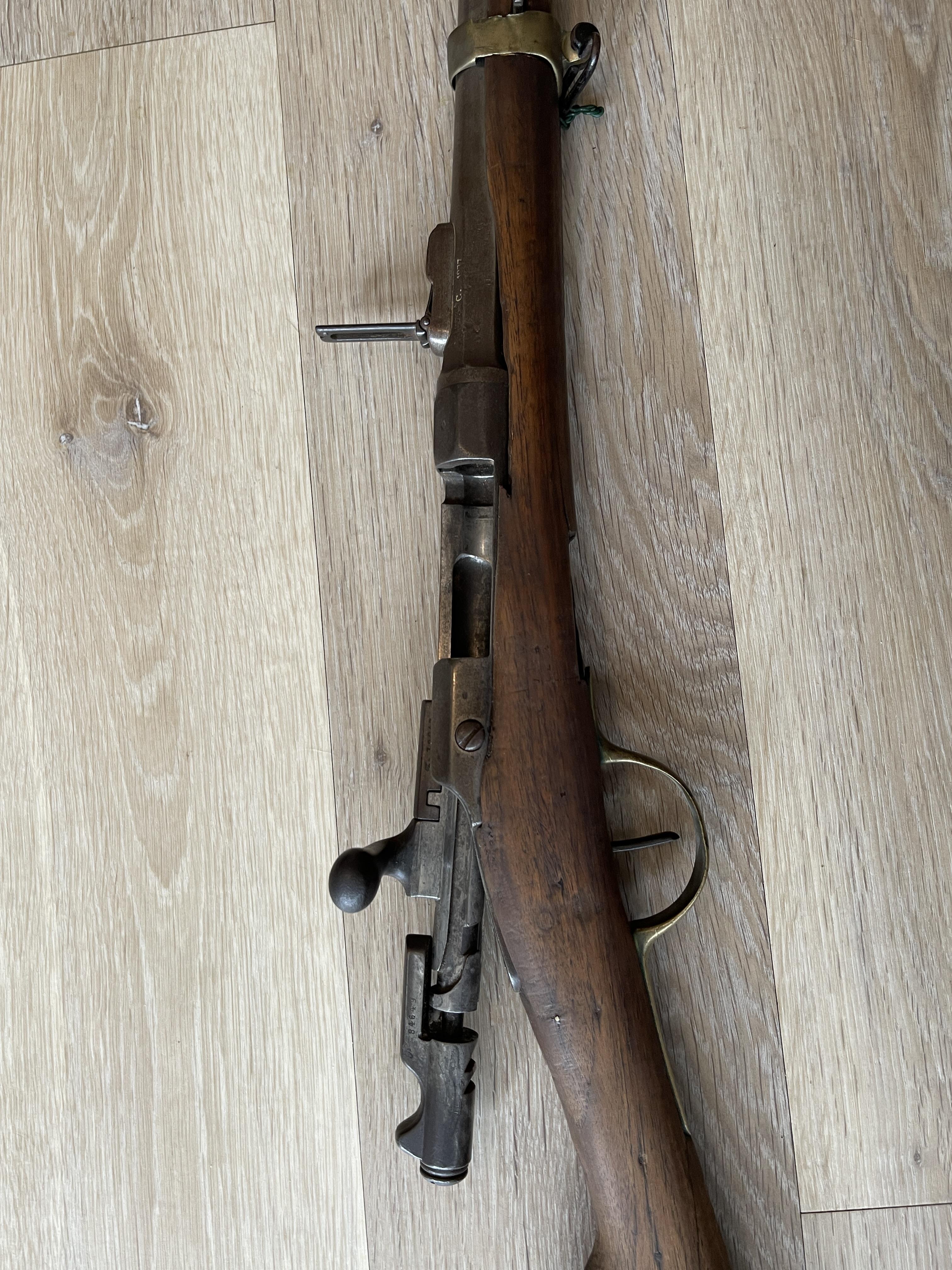 Obsolete calibre 11mm French bolt action rifle and - Image 13 of 15