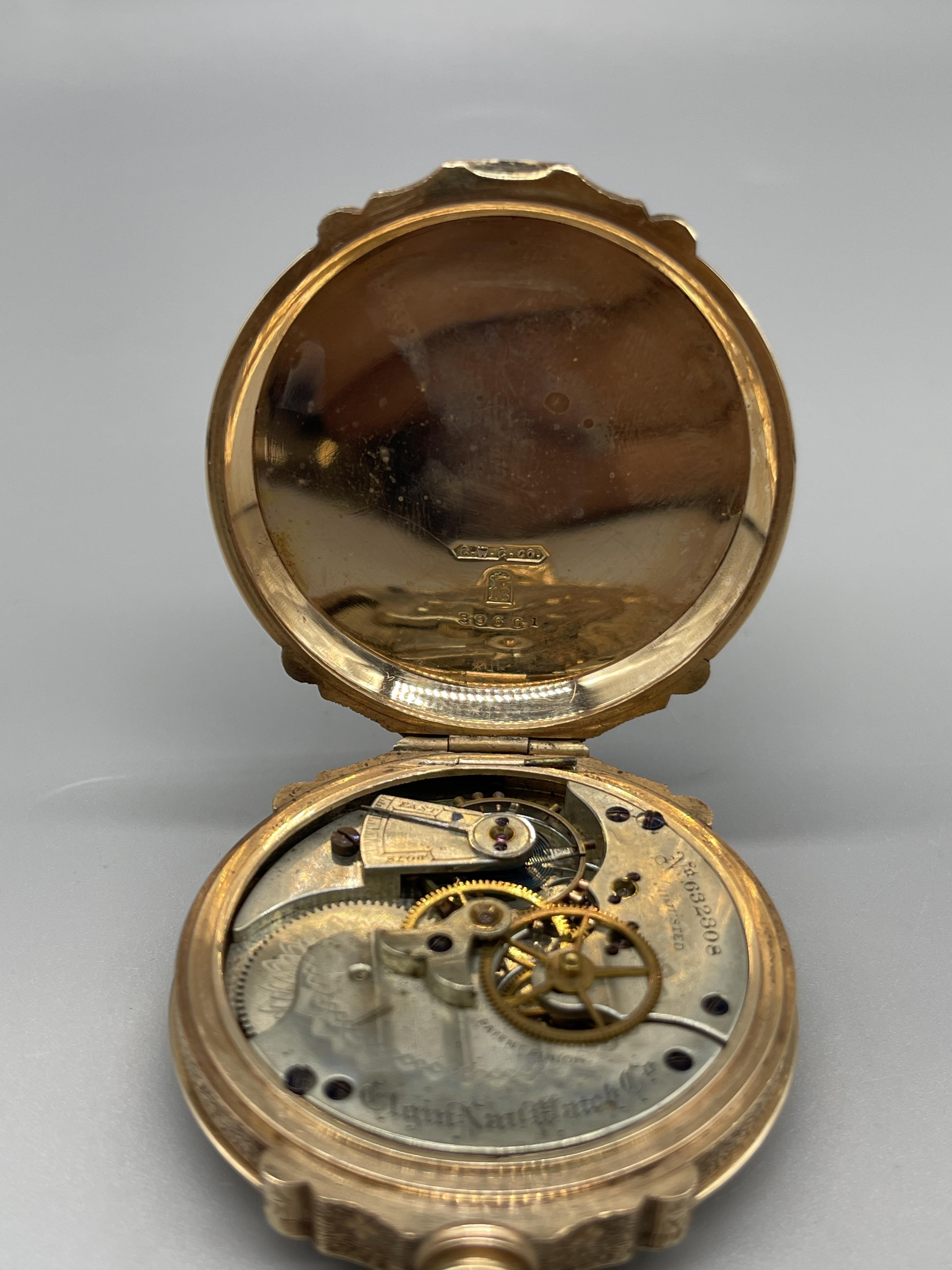 18ct gold ornate Elgin national pocket watch, - Image 4 of 4