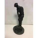 Modern Bronze of a golfer club missing